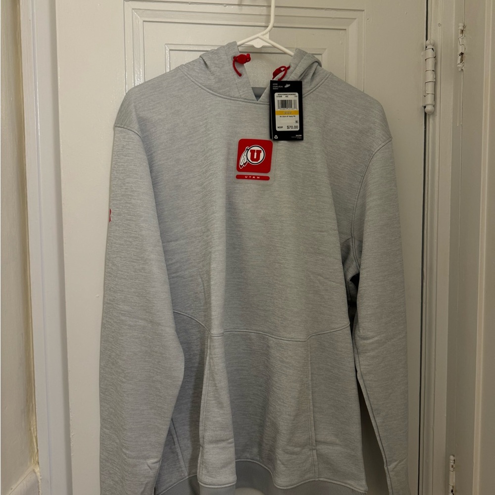 Utah Utes Under Armour Gray Hoodie with Red Accents
